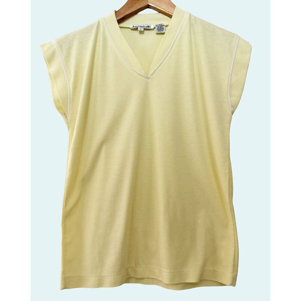 Vintage JASON MAXWELL Cap Sleeve Yellow Top Shirt Tee 90s / 00s Size S